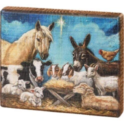 Farm Animal Nativity Block Sign