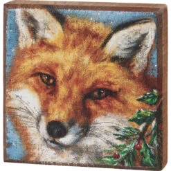 Christmas Fox Winter Block Sign