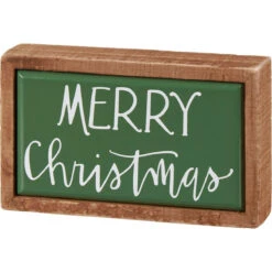 "Merry Christmas" Green Mini Box Sign