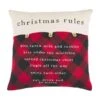 Christmas Rules Buffalo Check Button Pillow By Mud Pie