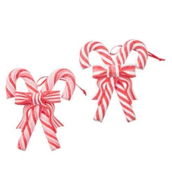 Candy Canes With Bow Ornament, 2 Style Options