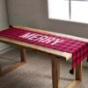 Reversible "Merry" Buffalo Plaid Check Christmas Holiday Table Runner By Mud Pie