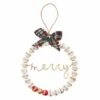 "Merry" Wood Beaded Christmas Holiday Ornament By Mud Pie