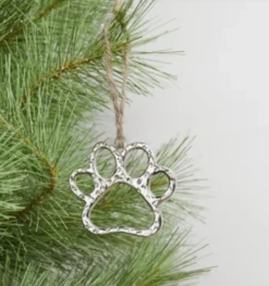 Silver Dog & Cat Paw Ornament