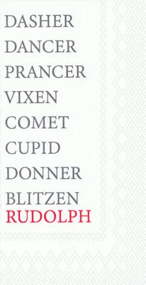 Reindeer Names Paper Guest Towel Napkin Pack