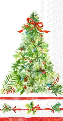 Peace Christmas Tree Paper Guest Towel Napkin Pack