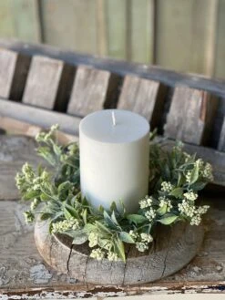 Bountiful Blooms Candle Ring, Cream, 12"