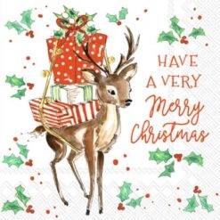 "Have A Merry Little Christmas" Reindeer Christmas Paper Cocktail Napkin Pack
