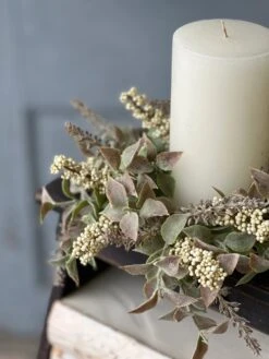 Autumn Herbs Candle Ring, Cream, 10" -Winter Gifts Market FG23043