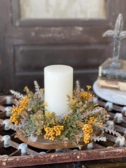 Darby Berry Candle Ring, Mustard, 10"