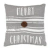 "Merry Christmas" Gray & White Striped Mini Pillow