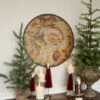 "Joy To The World" Santa & Reindeer Distressed Round Sign (Pick Up Only)