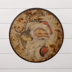 "Joy To The World" Santa & Reindeer Distressed Round Sign (Pick Up Only) -Winter Gifts Market H165032 91961