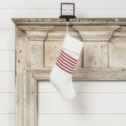 White Christmas Stocking With Red Stripes