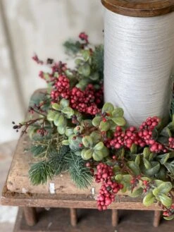 Laden Berry Candle Ring, Red, 10" -Winter Gifts Market IMG 4938