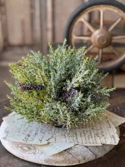 Prickly Pine Half Sphere, Snowy, 12" -Winter Gifts Market LM38763