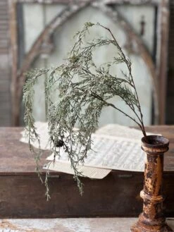 Snowy Weeping Cedar Hanging Branch, 34"