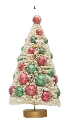 Sisal Bottle Brush Trees With Red & Green Ornaments, Cream, 2 Size Options -Winter Gifts Market L 3d229dc6 25eb 4cf0 b65c d0593aeb8083