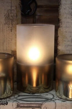 Radiance LED Poured Candle, Metallic Frosted, 3.5" Dia X 6” T