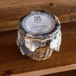 French Willow Wrapped Glass Candle, First Frost On The Pumpkin Scent By Porch View Home