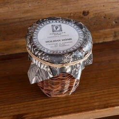 French Willow Wrapped Glass Candle, Holiday Home Scent By Porch View Home