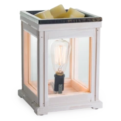 White Weathered Wood Vintage Style Bulb Illumination Fragrance Wax Melt Warmer By Candle Warmers Etc -Winter Gifts Market PRODUCTIMAGE3315MAR
