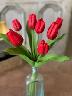 Tulip Time Bundle, Real-Touch Blooms, Red, 14.5"