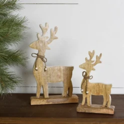 Wooden Reindeer With White Enamel Edge, 2 Size Options