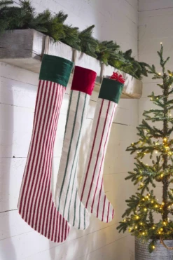 Long Grain Sack Christmas Stocking, 3 Color Options By Mud Pie