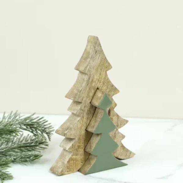 Wood & Green Enamel Tree With Inner Removable Tree 1 Wood & Green Enamel Tree With Inner Removable Tree