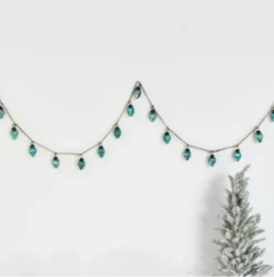 70" Mercury Glass Ornament Garland, Teal