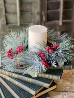 Icy Cinnabar Pine Candle Ring, 13" -Winter Gifts Market XBR80134