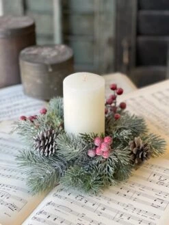 Frosted Fir & Berry Candle Ring, 10" -Winter Gifts Market XG46262 d3279136 28bf 44fa 9c92 60be0eef7777
