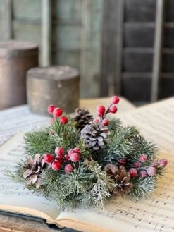 Frosted Fir & Berry Half Sphere, 10.5" -Winter Gifts Market XG46282