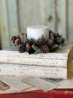 Icy Berries & Mini Pinecone Candle Ring, 3" -Winter Gifts Market XG50322