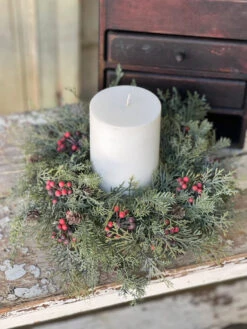 Siberian Cypress Candle Ring, Red, 14"