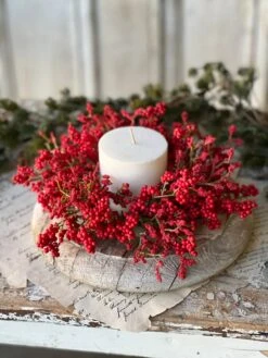 Lavish Berry Candle Ring, Scarlet, 9"
