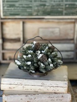 Snowy Mini Pinecone Half Sphere, 7” -Winter Gifts Market XG816702