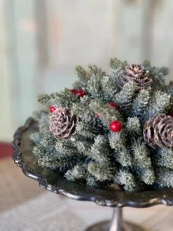 Icy Mini Pinecone With Berry Half Sphere, 7” -Winter Gifts Market XG816713