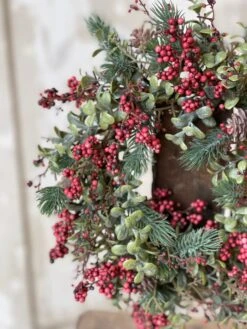 Laden Berry Candle Ring, Red, 12" -Winter Gifts Market XG818043