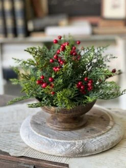 Red Cedar & Berries Half Sphere, 9”