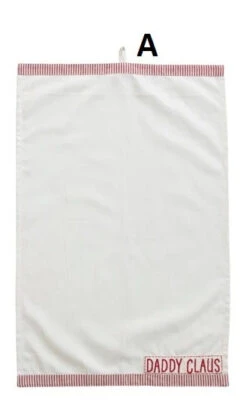 "Mommy Claus / Daddy Claus" Embroidery & Stripes Kitchen Towel, White & Red, 2 Style Options -Winter Gifts Market a 20e94482 ba7e 47df 949f 501a44b16e9b