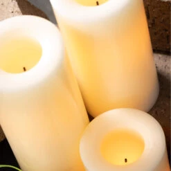 Outdoor Weighted Pillar Candle, Cream, 3 Size Options -Winter Gifts Market aww34111cr 1