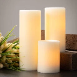 Outdoor Weighted Pillar Candle, Cream, 3 Size Options -Winter Gifts Market aww34111cr 2
