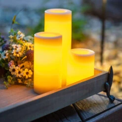 Outdoor Weighted Pillar Candle, Cream, 3 Size Options -Winter Gifts Market aww34111cr 5