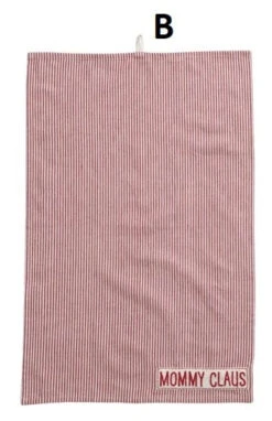 "Mommy Claus / Daddy Claus" Embroidery & Stripes Kitchen Towel, White & Red, 2 Style Options -Winter Gifts Market b a899b17f a6d0 4a9b 9dfe dbbbd6ac0f8a