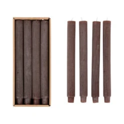 10" Unscented Pleated Taper Candle, Powder Finish, Leather Color