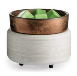 2-in-1 Classic Warmer White Washed Bronze Fragrance Wax Melt Warmer By Candle Warmers Etc