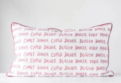 Cotton Pillow With Santa's Reindeer, Reindeer Names & Red Piping -Winter Gifts Market image 75741aeb 055a 47b9 b979 da00e78fe5f3