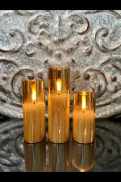 Radiance Petite LED Poured Candle, Champagne, 2” Dia, 4 Size Options